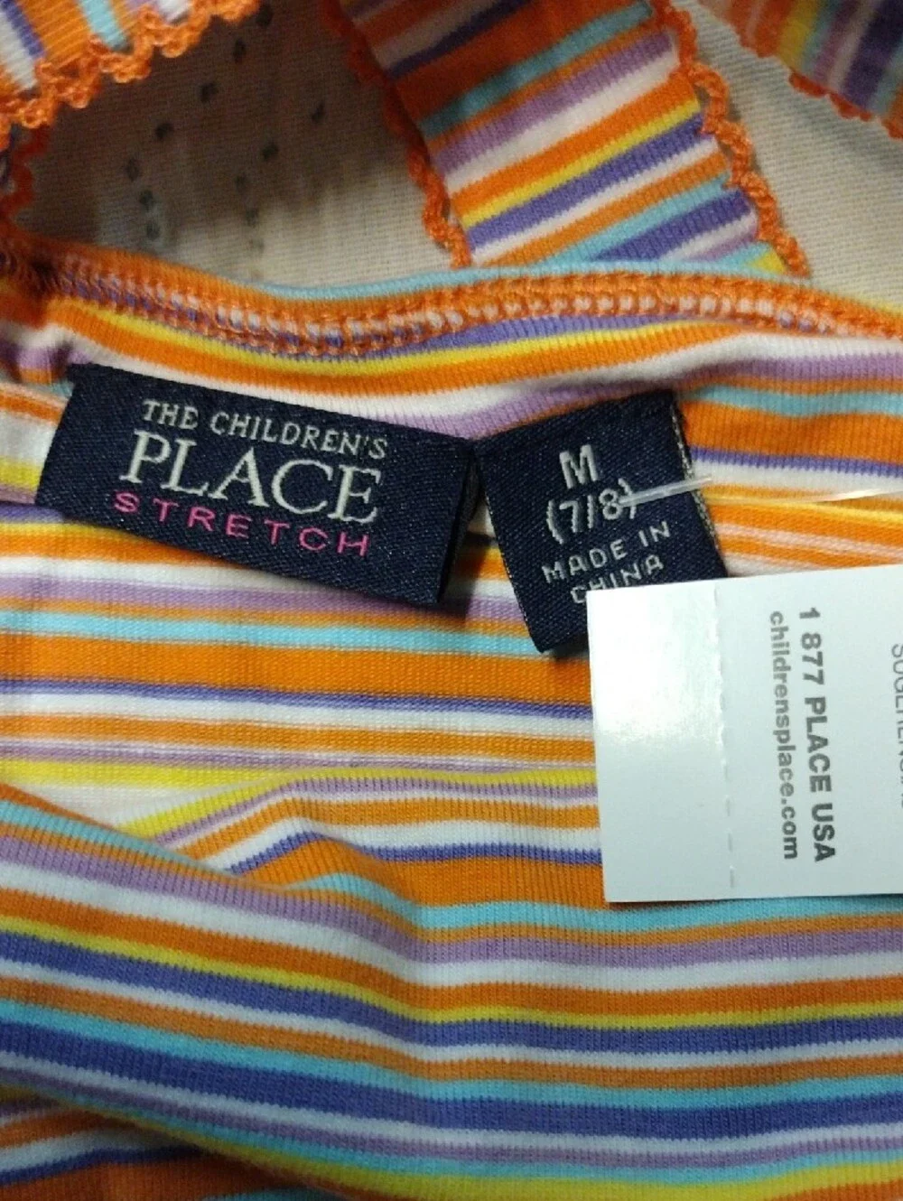 Children's Place Girls Striped Tank Top with Orange Trim
